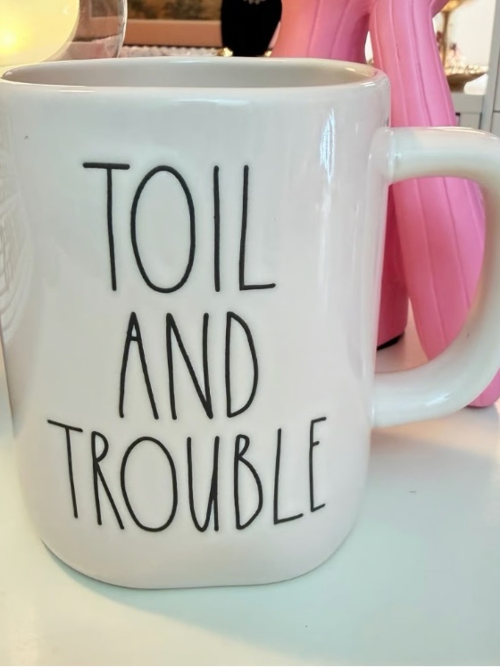 White 'Toil and Trouble' Ceramic Mug - Classic Script